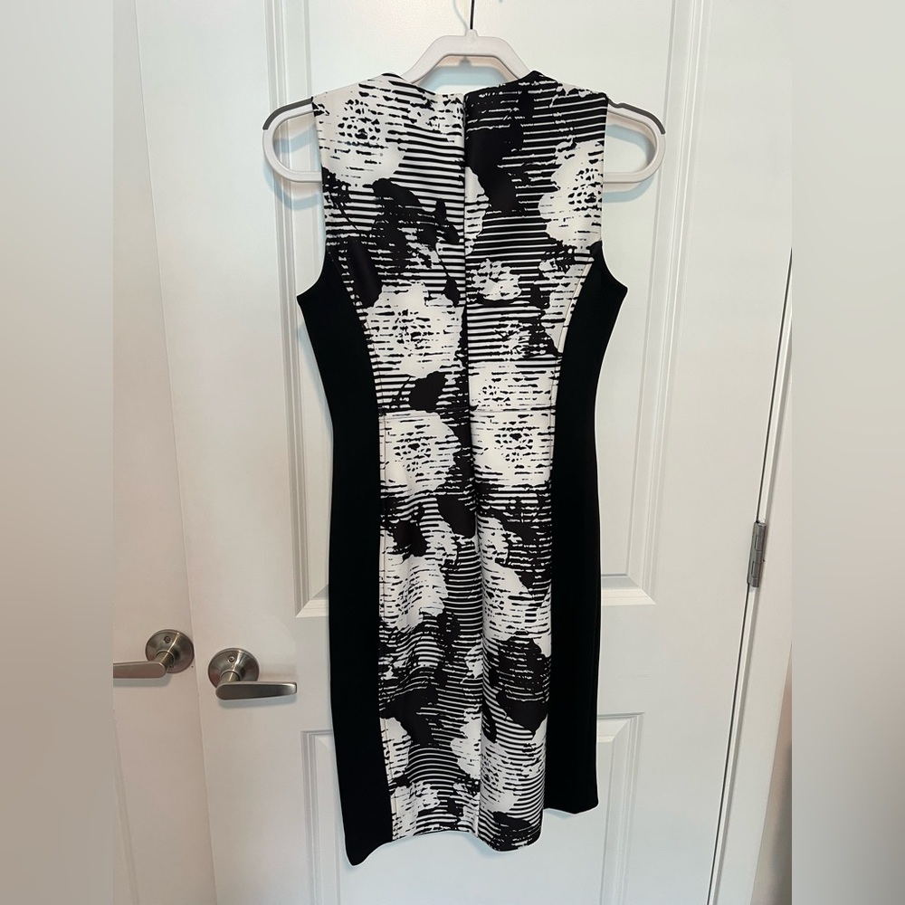 Donna Karan New York Sleeveless Black/White Floral Midi Dress 2 - Picture 7 of 10